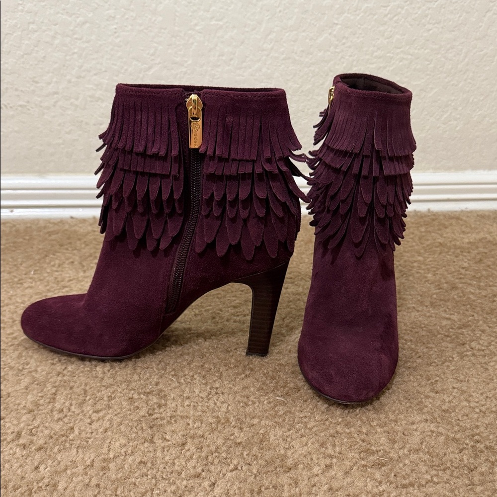 Isola Burgundy Fringe Heeled Boots